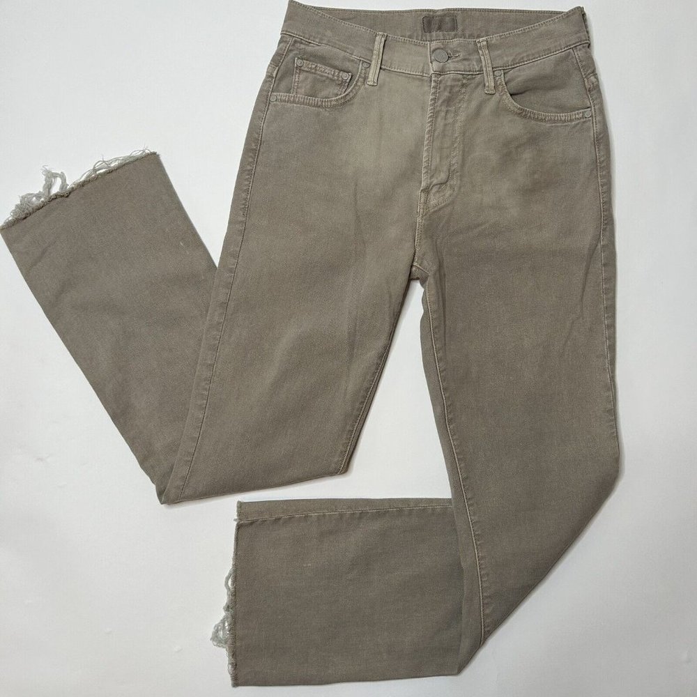 MOTHER Women's Insider Ankle Fray Chalk It Up Jeans Denim Tan Size 27